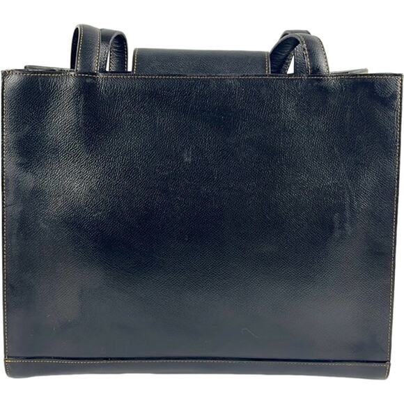 Valentino Garavani Logo Embellished Black Leather Tote - Picture 3 of 12